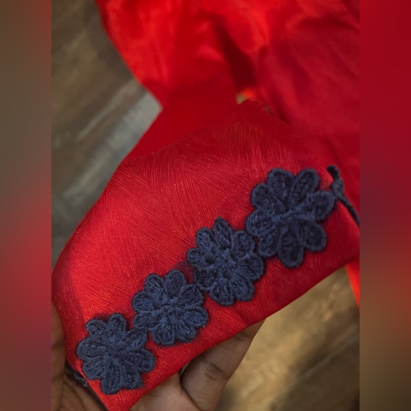 Gigot Sleeve Ruffle Hem Wrap Dress - Picture 4 of 6